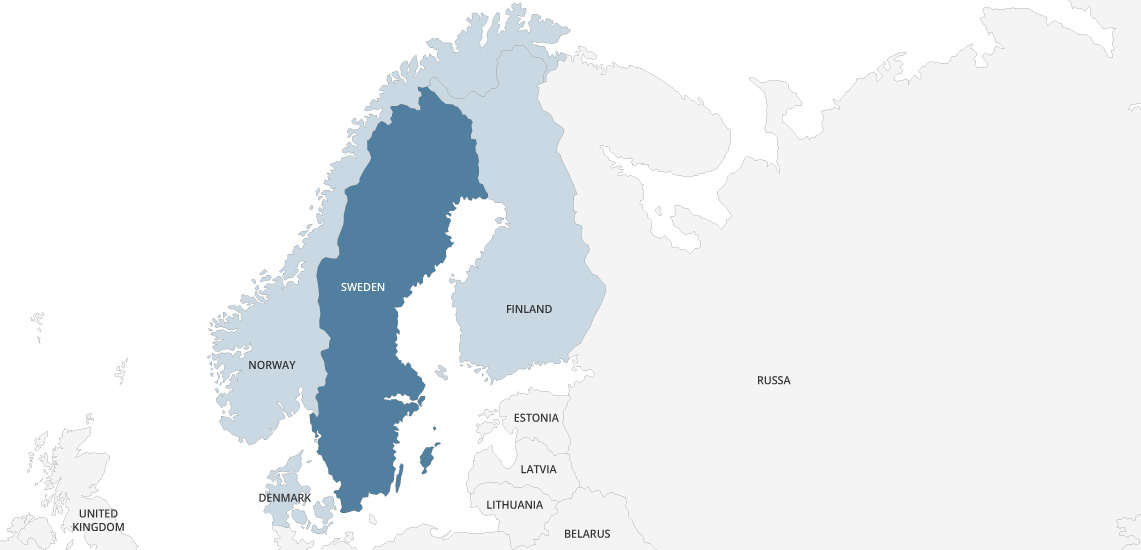 Sweden in european map